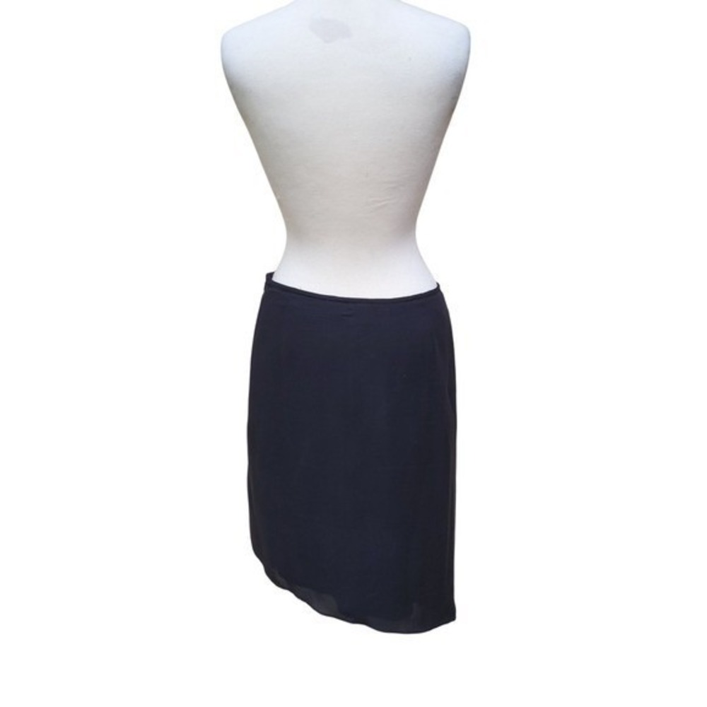 Armani Exchange A/X Black Asymmetric Angle Career Cocktail 100% Silk Skirt 10 - Picture 5 of 9